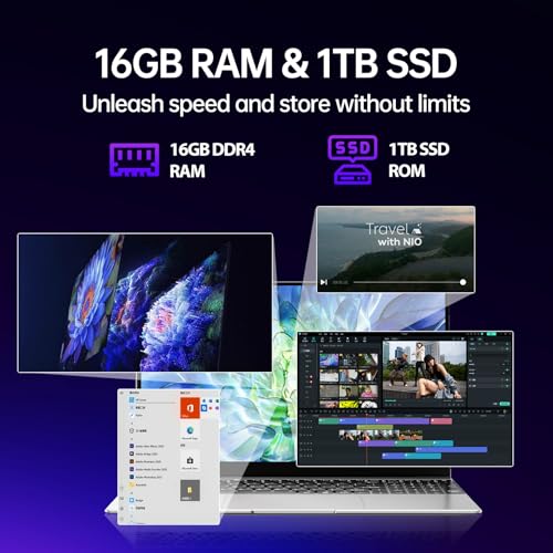 Image of 2026 New 15.6'' Laptop, 1TB SSD 16GB Dual-Channel RAM, Intel Quad-Core Processor(Max 2.9GHz), Windows 11, 1080P FHD Display, Backlit Keyboard, Fingerprint, Mini-HDMI, WiFi5, Bluetooth4, TF Card Slot