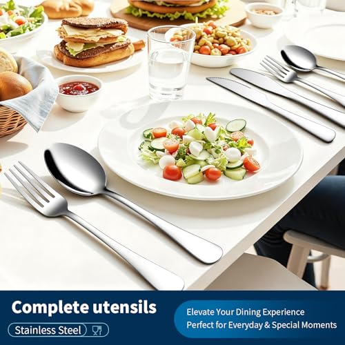 GPY 36-Piece Silverware Set with Steak Knives Nickel Free Cutlery Set for 6 - image 9