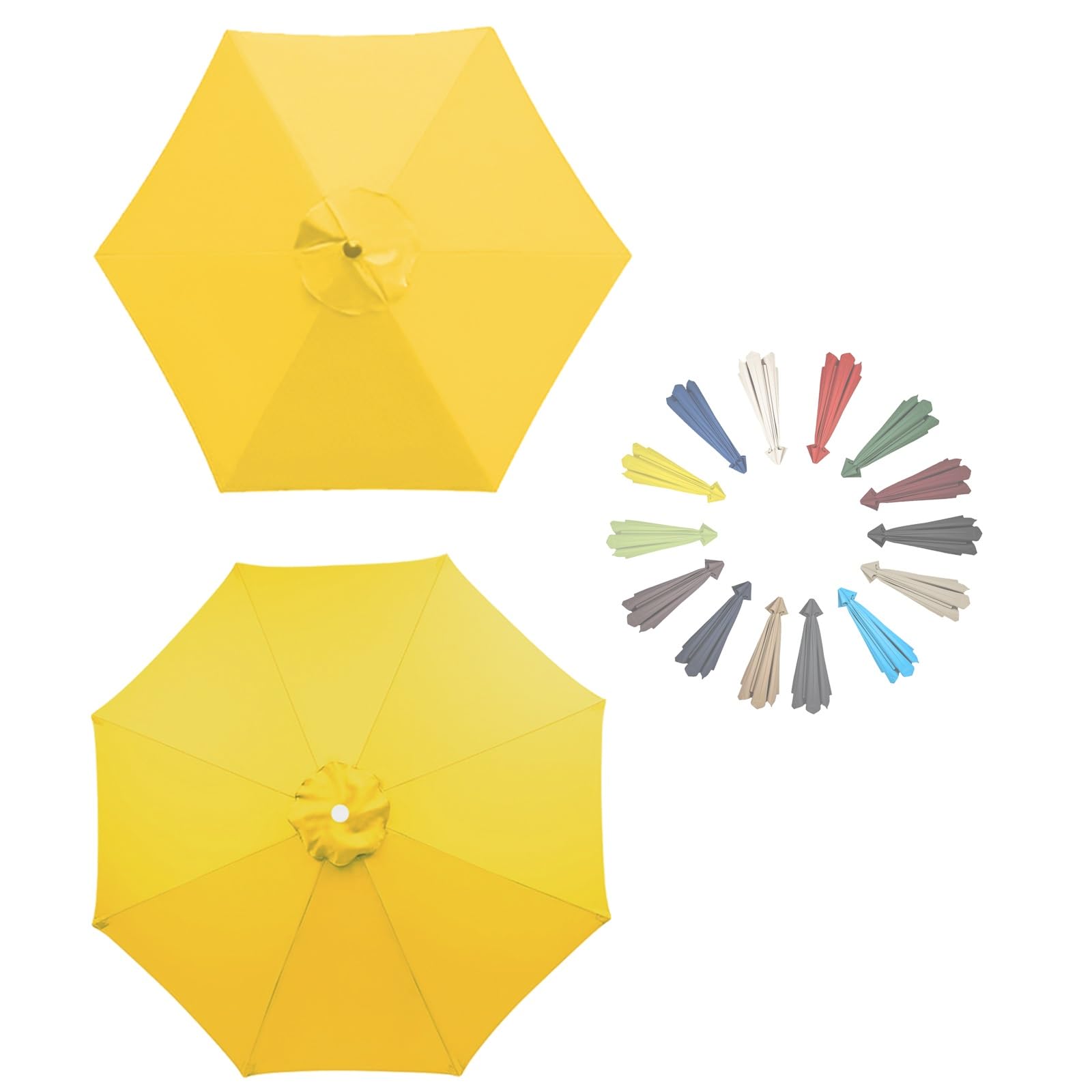 GZDXBF Replacement Canopy Top, Replacement Parasol Fabric Cover Anti-Ultraviolet Replacement Parasol Cover(Yellow,8 RIBS: 300CM/9.8FT)