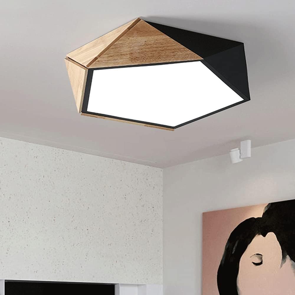 Mid Century Light Fixtures Flush Mount Ceiling L Creative Geometric Led Ceiling Light Wood Metal and Acrylic Ceiling Lamp Ceiling Lighting Fixture for Cloakroom Corridor Bedroom Kitchen Living Room Ha