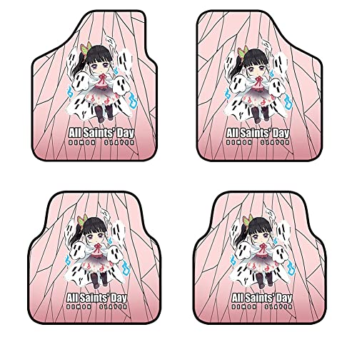 Fei Mei Tapis De Voiture - Demon Slayer Animé Tapis De Sol Universels pour Véhicules À Conduite À Gauche - 4 Pièces : Avant + Arrière - Universel (Couleur : R) Cover