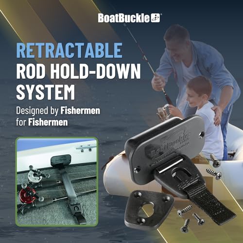 BoatBuckle Gunwale/Deck Mount Retractable Rod Tie-Down, 24-Inch | Fishing Rod Straps for Boat Deck or Gunwale Mounting, Self Retracting Tie Downs for Fishing Gear Storage and Organization - Image 7