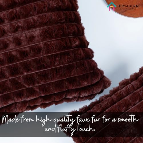 Image of HOMADORN Luxury Plush Fur Reversible Cushion Cover Ultra Soft & Cozy (Pack of 2)