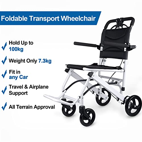 Broobey Lightweight Folding Transport Wheelchairs For Adults And Seniors, Transport Travel Chair Weight Only 16Lbs Support 220Lbs #TOP1