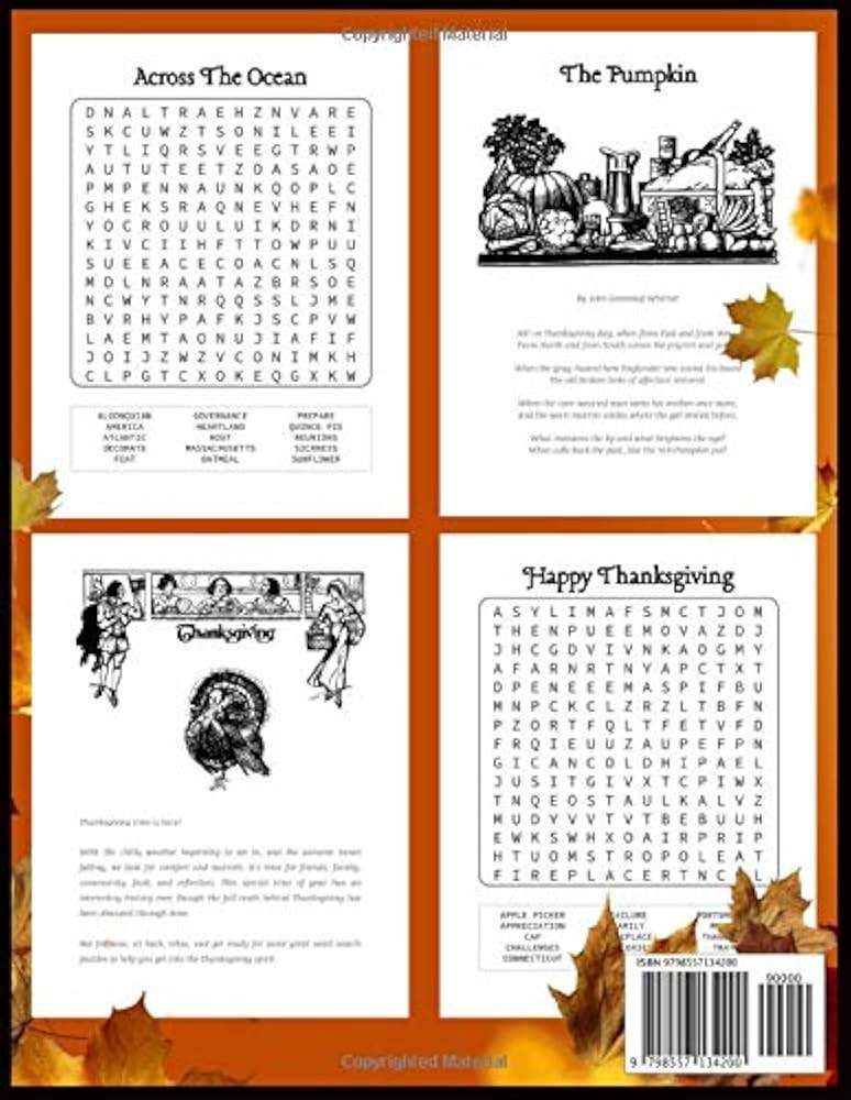 Thanksgiving Word Search: A Word Seek Puzzle Book For Adults With Holiday History For The Fall And Autumn Season (A Word Finder Puzzle Book): Press, Cormac Ryan: 9798557134200: Amazon.com: Books thanksgiving-word-search-a-word-seek-puzzle-book-for-adults-with-holiday-history-for-the-fall-and-autumn-season-a-word-finder-puzzle-book-press-cormac-ryan-9798557134200-amazon-com-books