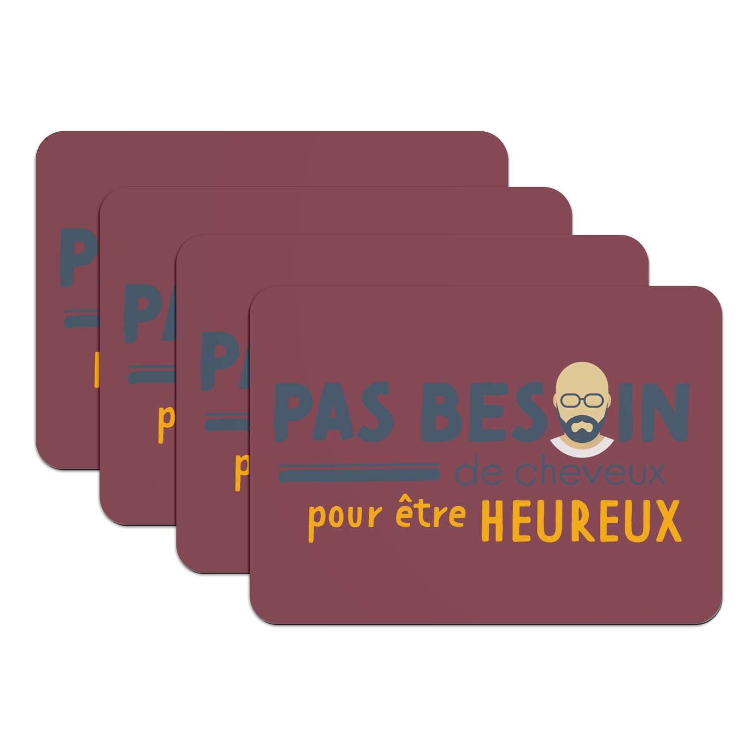 Sets de table rouge caoutchouc pas besoin de cheveux humour pour éviter les glissades de vaisselle
