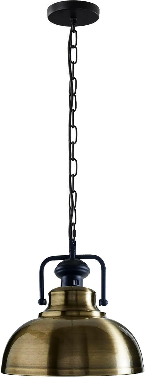 LEDSone Industrial Vintage Retro Style Ceiling Hanging Pendant Light Chandelier, Green Brass Curvy Dome Lamp Shade with Chain and E27 UK Holder LEDSone Industrial Vintage Retro Style Ceiling Hanging Pendant Light Chandelier, Green Brass Curvy Dome Lamp Shade with Chain and E27 UK Holder