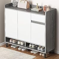 ⭐新品⭐下駄箱 シューズボックス 収納キャビネット 木製 棚 大容量 ホワイト Amazon｜シューズキャビネット木製 下駄箱 靴箱 8段 引き出し
