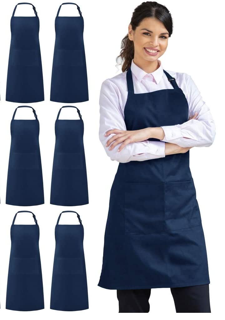 M I Fashions Cotton Chef Aprons - Kitchen Apron for Men and Women - with 2 Front Pockets Cooking Apron 31X25 Inches Pack of 6 Pieces