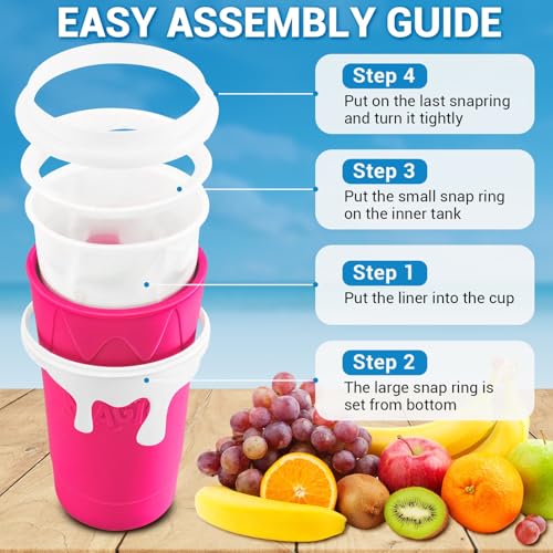 Image of FANS-ONE 500ML Slushie Cup, DIY Magic Slushy Maker Cup, Cool Stuff Things Gadgets for Juices Milk Yogurt Ice Cream Make, Quick Frozen Slushy Cups with Lids & Straw for Boys Girls Teens Kids, Pink