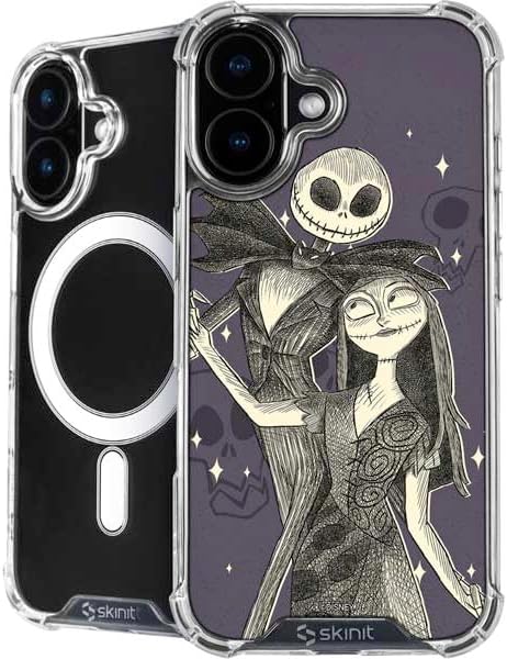 Skinit Phone Case Compatible with MagSafe iPhone 16 - Officially Licensed Disney The Nightmare Before Christmas Jack and Sally Art Design