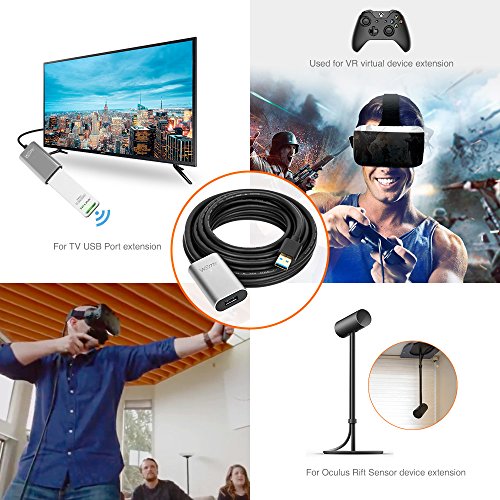 USB 3.0 Extender, WEme USB Extension Cable with Aluminum Alloy Housing, Type A Male to Female Cord for Oculus Rift, VR Headset, HTC Vive, Xbox, USB Peripheral Devices, 5 Meters 16.4 Feets