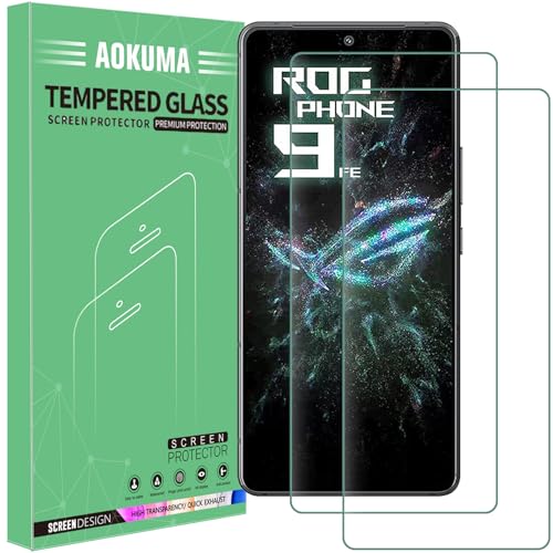 AOKUMA Protector de Pantalla para Asus ROG Phone 9 FE, [2 Unidades] Cristal Templado para Asus ROG Phone 9 FE Fácil Instalación, Vidrio templado 9H,Sin Burbujas, Alta Definicion,Anti-Arañazos