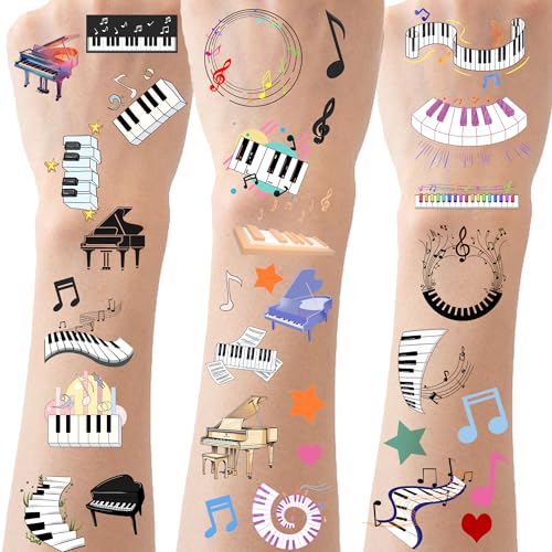 430 PCS Piano Notes Tattoos Temporary Stickers Piano Notes Theme Party Supplies Decorations Music Birthday Goodie Bag Stuffers Favors Prize(30 Sheets)