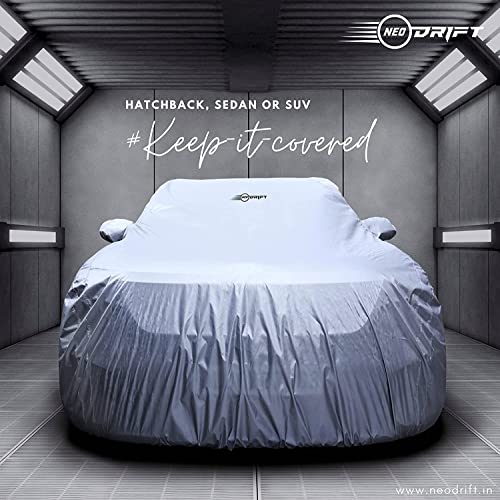 Image of NEODRIFT 'SilverTech' Silver Car Cover for Tata Bolt (All-Weather Protection,Water Resistant, Tailored Fit, Super Soft & Breathable Fabric)