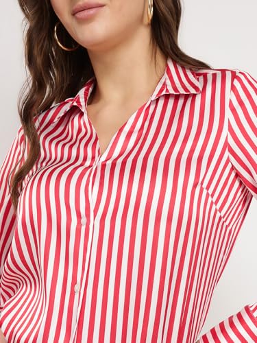 Image of FableStreet Women Shirts | Comfort Fit Spread Collar | Premium Satin Fabric for Formal, Business Casual