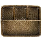 Genérico Organizador de Bolsitas de Té de Junco Natural Cesta de Almacenamiento Multifuncional para Oficina y Hogar Soporte para Sobres de Azúcar y Condimentos Diseño Compartimentos