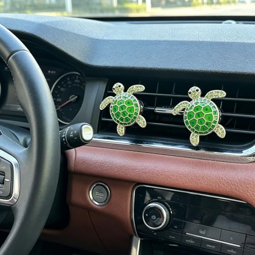 Image of 4pcs Cute Sea Turtles Car Air Vent Diffuser - Clip-On Fragrance Air Freshener for Cars with Replaceable Refills, Adorable Animal Vent Clip for SUV & Truck(Green, Ocean)
