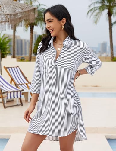 Image of Blooming Jelly Womens Swimsuit Coverups White Chiffon Bathing Suit Cover Up Bikini Swimwear Beach Dress Outfits