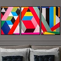 3 Piece Framed Canvas Wall Art Abstract Colorful Cool Geometric Canvas Prints Home Artwork Decoration for Living Room,Bedroom - 16
