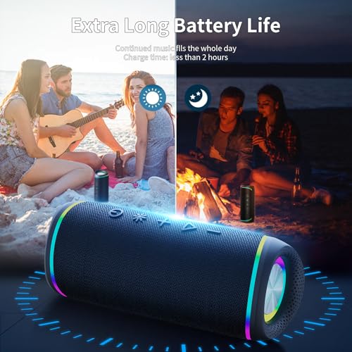 Image of Bluetooth Speaker - HD Sound, IPX5 Waterproof, Up to 20H Playtime, TWS Pairing, BT 5.3, Portable Wireless Speaker for Home, Party, Beach & Outdoor, Black