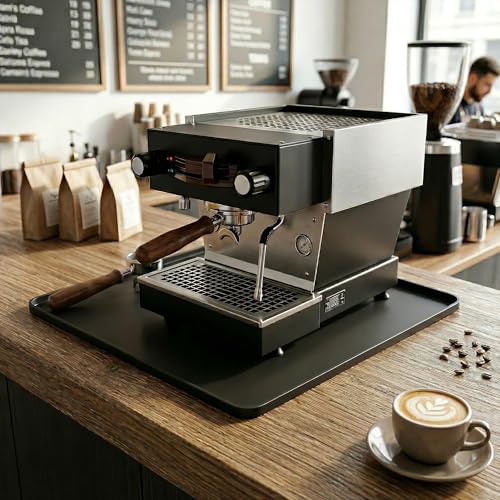 Image of ZJWZLG Silicone Coffee Mat for Countertop, 16x16 inch - Heat Resistant Espresso Machine Mat with Raised Edge, Non-Slip Waterproof Station Pad, Compact Coffee Bar & Kitchen Accessories - Black