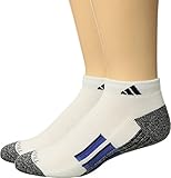 adidas Men's Cushioned X II Low Cut Socks (2 Pair), White/Black - White Marl/Hi - Res Blue/Black, Large, (Shoe Size 6-12)