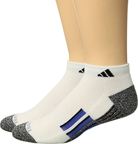 adidas Men's Cushioned X 2 Low Cut Socks (2 Pair), White/Black/Hi-Res Blue, Large