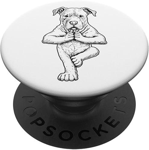 Miniatura 1 de Dogo Argentino Dog Yoga Puppy Funny Dogs Tree Pose Asana PopSockets Standard PopGrip