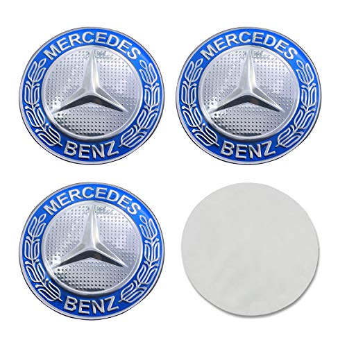 EVPRO 65mm 2.56” 4Pcs Wheel Center Hub Caps Sticker 3D Emblem Badge for Tire Decorative Fit for Mercedes Benz Accessories(Blue)