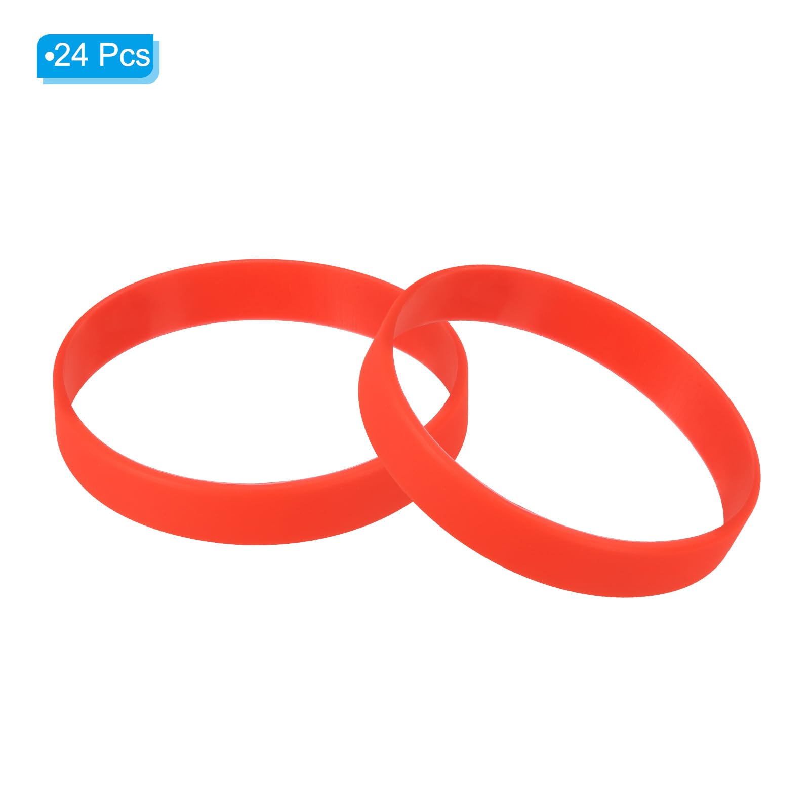 PATIKIL Silicone Bracelets, 24 Pack Colored Rubber Wristbands Blank Stretch Sports Bands for Adults Teen Sports Team Games Red - Image 3