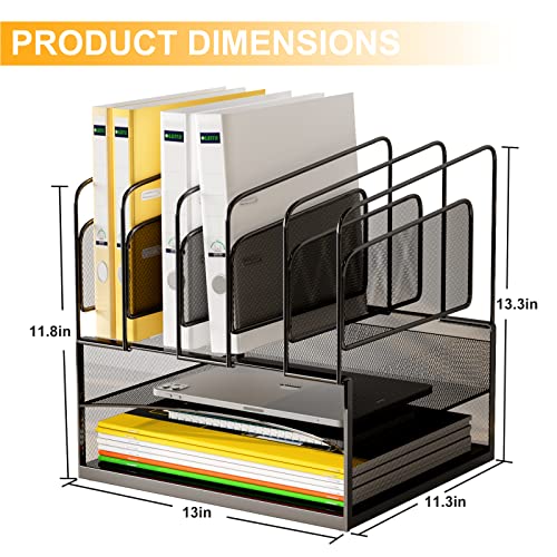 Goldorcle Mesh Desk File Organizer With 5 Vertical File, Multifunction Desktop Organizer,Desk Organizers And Accessories For Home Office #TOP1