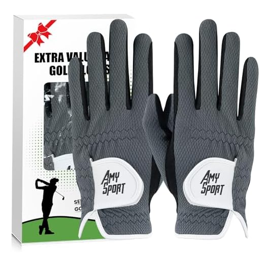Amy Sport Golf Gloves Men Rain Grip Soft Value Pair Both Left Right Hand Lh Rh, Weathersof Durable Comfort Mens Glove Size Small Medium ML Large XL (Dark Gray, X/Large)