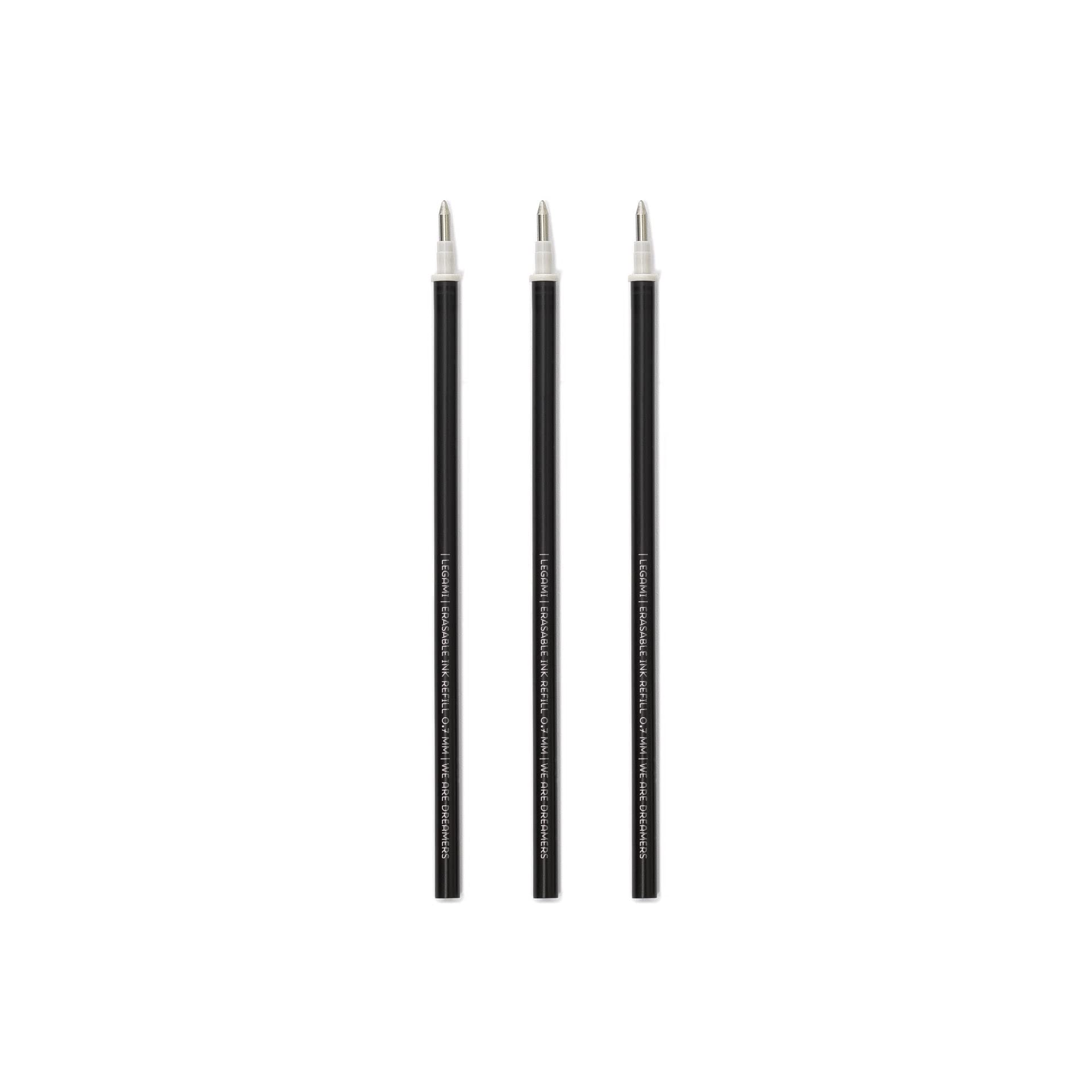 LEGAMIRefill for Erasable Gel Pen, Set of 3 Refills, 13 cm Height, Black Thermosensitive Ink, 0.7 mm Tip