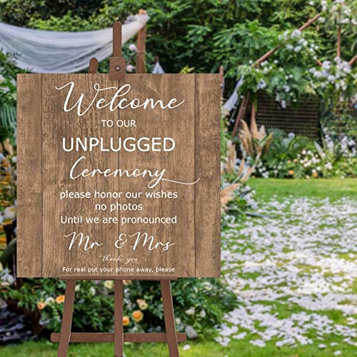Panneau de bienvenue de mariage débranché en bois naturel de 50x50 cm