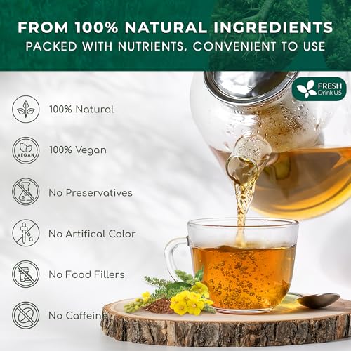 Image of FreshDrinkUS, StrongerLungs 75 Tea Bags - Mullein Leaf, Ginseng, Elderberry, Ginger & Thyme - Supports Lung Cleanse, Congestion Relief & Mucus Detox - Caffeine-Free & All-Natural