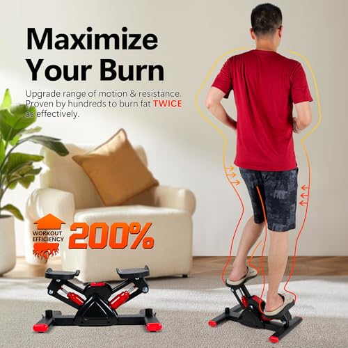 Image of Leikefitness Steppers for Exercise Mini Stair Stepper, Cardio Workout Equipment, Twist Stair Stepper with Resistance Bands Up-Down Motion for Full Body Workout Exercise Equipment for Home