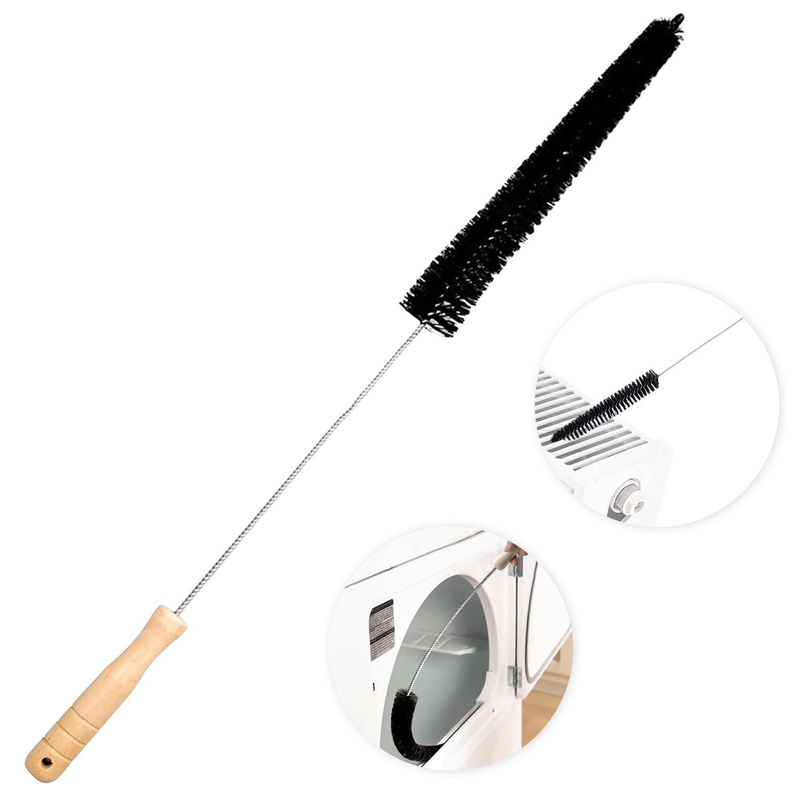 Radiator Cleaner Brush,Radiator Duster,Long Flexible with Wood Handle,Multipurpose Cleaning Brush Cleaning Brush for Radiator for Radiator & Dryer Lint & Washing Machine (72CM)