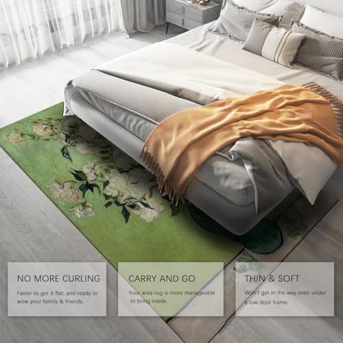 Carpette bouquet de rose blanche tapis de salle manger chic