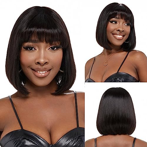 lulu-love-Bob-Wig-With-Bangs-Human-Hair-2x1-HD-Lace-Bob-Wigs-Glueless-180-Density-Short-Black-Bob-Wigs-With-Bangs-Light-Yaki-Straight-100-Brazilian-Human-Hair-Wigs-With-Bangs-for-Women-12inch