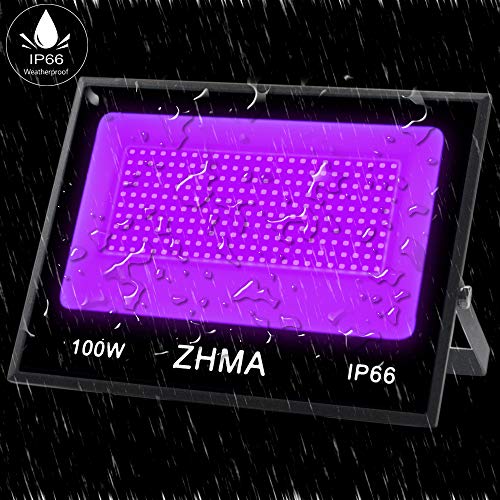 Zhma 100W Black Light,Ip66 Waterproof,For Indoor And Outdoor Blacklight Party,Aquarium,Neon Glow,Fluorescent Effect, Glow In The Dark Curing. #TOP4