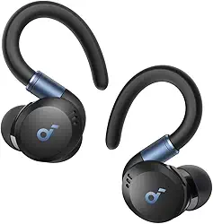 soundcore Sport X20 da Anker, Fone de Ouvido Sem Fio para Treinos, Ganchos Ajustáveis, Cancelamento de Ruído, Graves Intensos, IP68, À Prova de Suor e Poeira, 48H de Reprodução, Fones para Academia