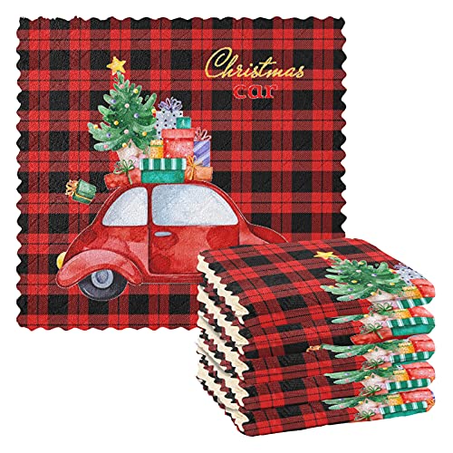 Geschirrtücher mit Weihnachtsmotiv, 27,9 x 27,9 cm, 6 Stück