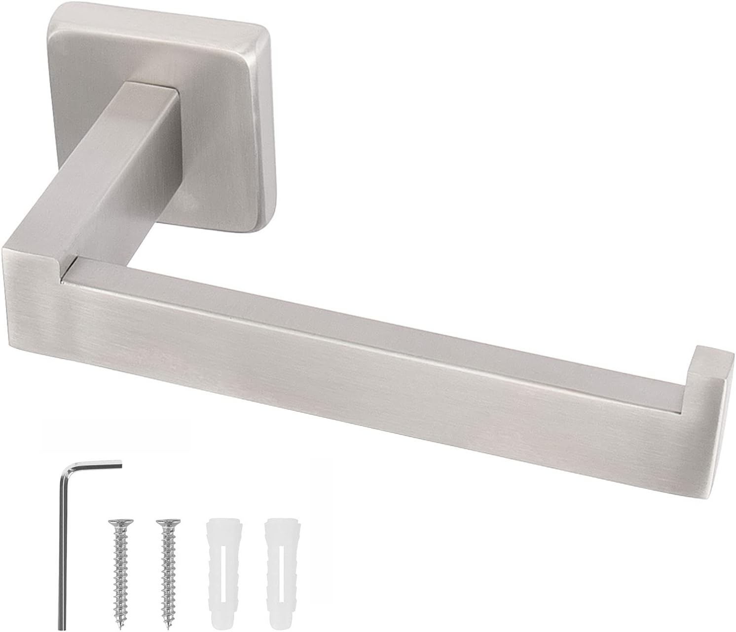 NearMoon Bathroom Square Toilet Paper Holder, Premium SUS304 Stainless Steel Rustproof Wall Mounted Toilet Roll Holder for Bathroom, Kitchen, Washroom (Brushed Nickel)