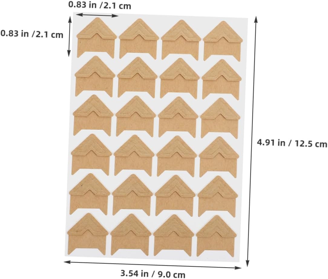 Gadpiparty 15sheets Album Photo Corner Stickers Photo Album Corners Diary Photo Tabs Photo Mounting Corners Picture Corners for Photo Album Picture Corners for Scrap Book Khaki Paper