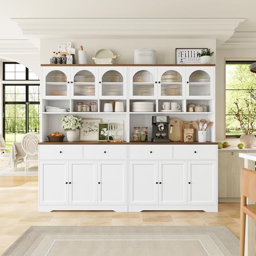 FINETONES-71-Pantry-Cabinet-Tall-Kitchen-Pantry-Storage-Cabinet-with-Microwave-Stand-Modern-Ktichen-Hutch-Food-Pantry-with-Open-Countertop-and-Adjustable-Shelf-for-Kitchen-Dining-Room FINETONES 71 Pantry Cabinet Tall Kitchen Pantry Storage Cabinet with Microwave Stand Modern Ktichen Hutch Food Pantry with Open Countertop and Adjustable Shelf for Kitchen Dining Room