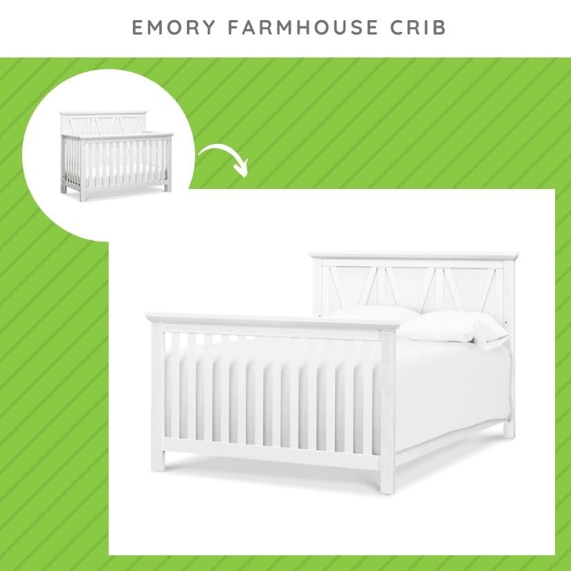 Image of Full-Size Conversion Kit Bed Rails for Monogram by Namesake, Formerly Franklin & Ben Convertible Cribs - Solid Wood Rail - Toddler & Adult Bed Rail for Full-Size Beds (Linen White)