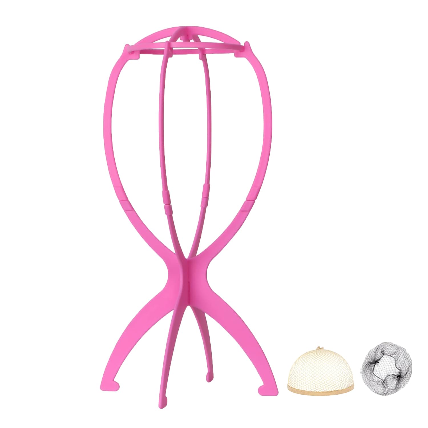 WXYYKX Perückenständer, Praktische Perückenhalter 35cm Hoch/Zusammenklappbar/statt Styroporkopf, Ideal zum Trocknen der Perücke, Haarteile mit Extra Perückennetzen - rosa