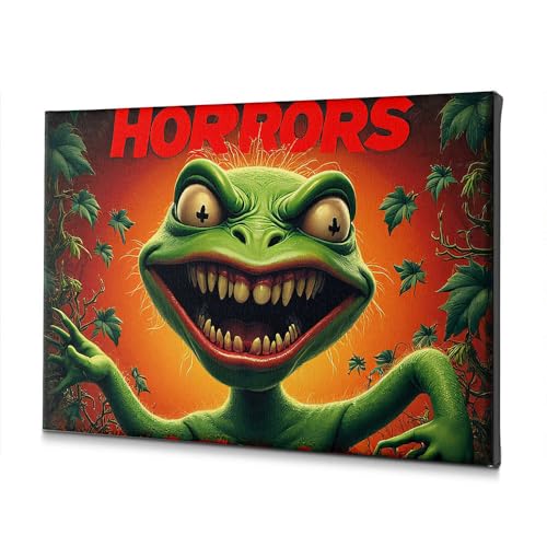 Toile religieuse de Pâques monstre vert yeux étranges pour déco murale de salle de bain 40x60cm