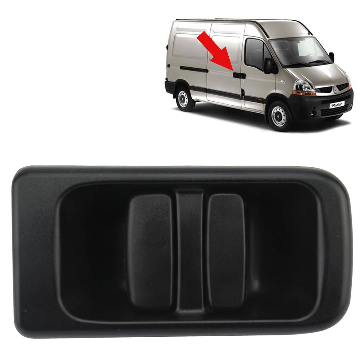 STARKIT PERFORMANCE Poignée de porte latérale compatible pour Master 2, Movano A et Interstar (1997-2010) poignée extérieure | PORTE COULISSANTE DROITE (côté passager) 7700352420 | 8200856290